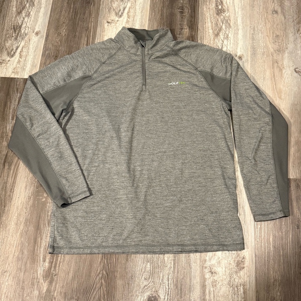 Puma Golf Tec Gray Quarter-Zip Mock Neck Long Sleeve Golf Shirt Men’s Large